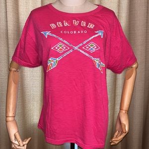 Denver Colorado Pink Screen Printed Short Sleeve Eco Friendly Shirt Womens XXL